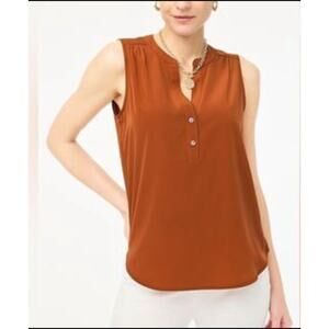 J Crew Women's V Neck Popover Button Front Sleeveless Top Orange Small NWOT
